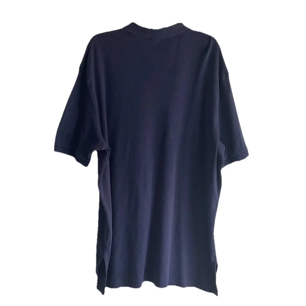 Vintage 90s Polo Ralph Lauren Navy Blue Polo Shirt‎ Red Pony XXL Oversized Pique